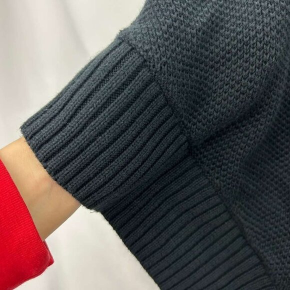 Ugg Womens XS/S Cape Poncho Black Cable Knit Sweater Arm Holes Pockets Oversized - Picture 10 of 14